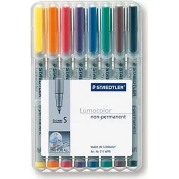 Nepermanentių žymeklių rinkinys Staedtler 311 WP8 8 vnt. (juoda, mėlyna, ruda, žalia, oranžinė, raudona, violetinė, geltona)