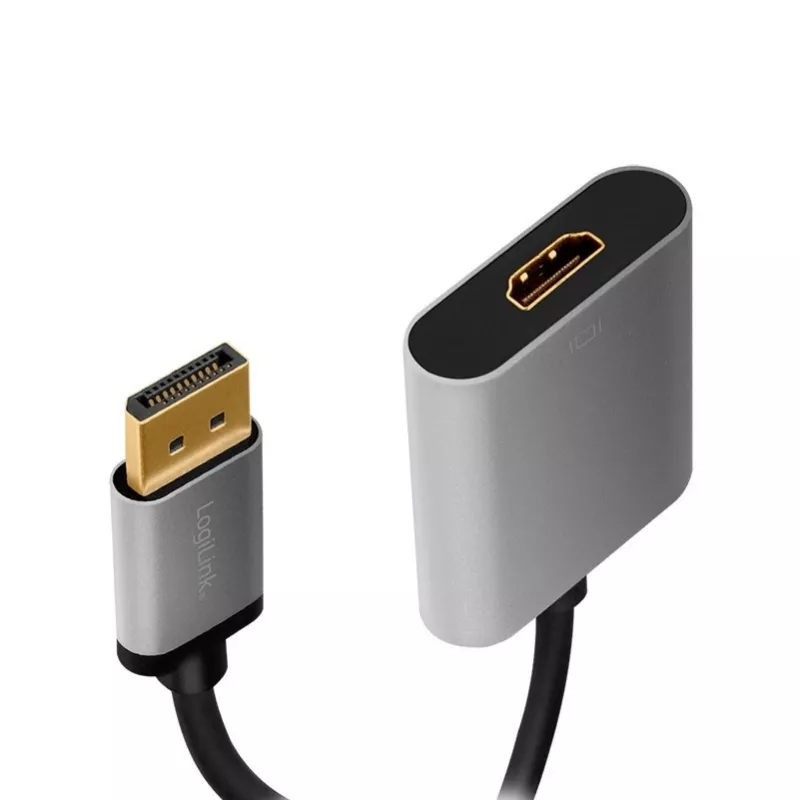 LogiLink CDA0108 vaizdo kabelio adapteris 0,15 m DisplayPort → HDMI pilka/juoda