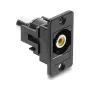 Prijungimo lizdas Cinch DELOCK 91111 – geltonas/juodas, montuojamas ant skydelio