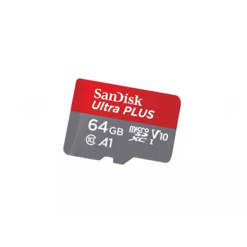 SanDisk 64 GB Ultra PLUS microSD 150 MB/s + SD adapteris