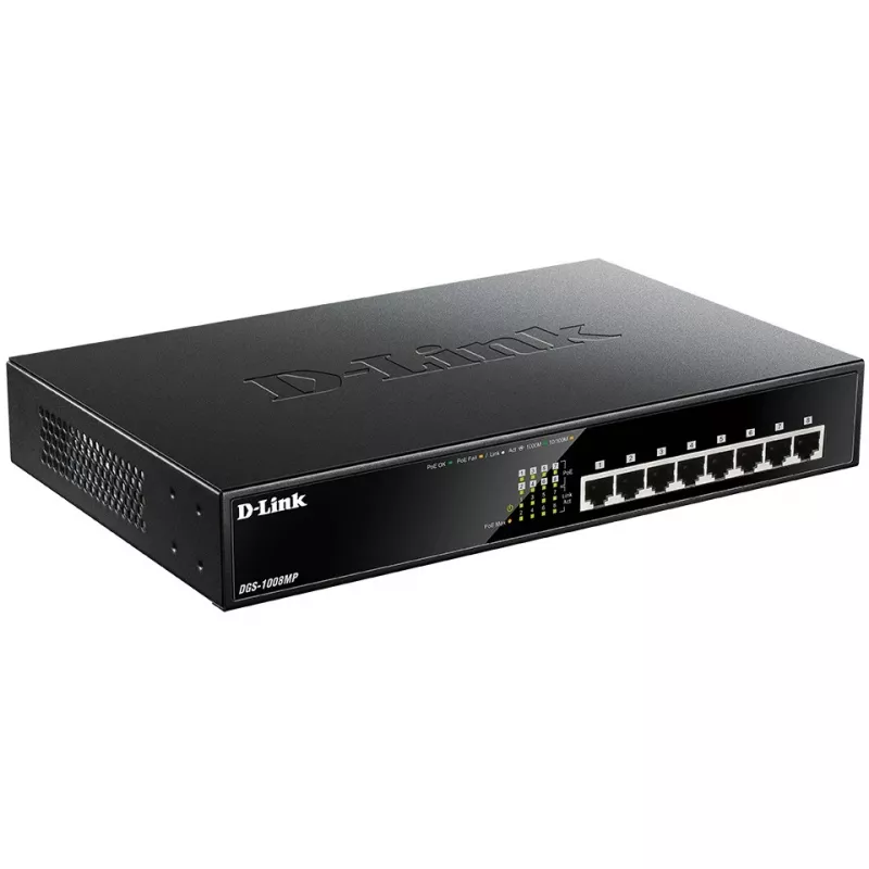 Nevaldomas jungiklis D-Link DGS-1008MP 8 prievadų Gigabit PoE stalinis