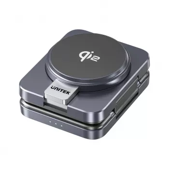 UNITEK P1300AGY01 sulenkiama 3 viename belaidžio krovimo stotelė Qi2 15 W, pilkos spalvos