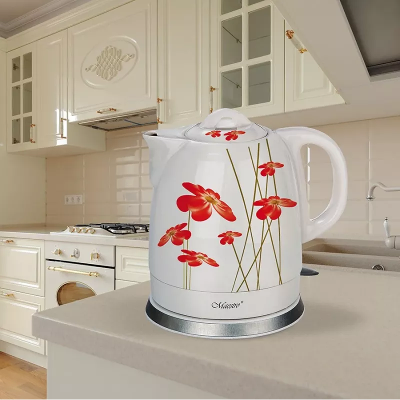 Maestro MR-066-RED FLOWERS elektrinis virdulys 1,5 L 1200 W Raudonas, Baltas