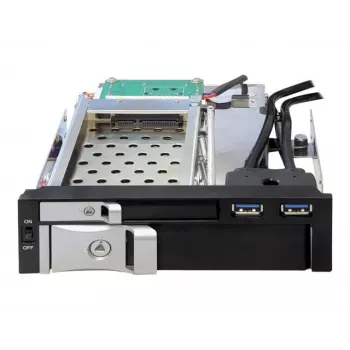 DeLOCK 5,25 colio mobilus diskų dėklas, skirtas 1 x 2,5 colio + 1 x 3,5 colio SATA HDD, su 2 x USB 3.0 prievadais (47209)