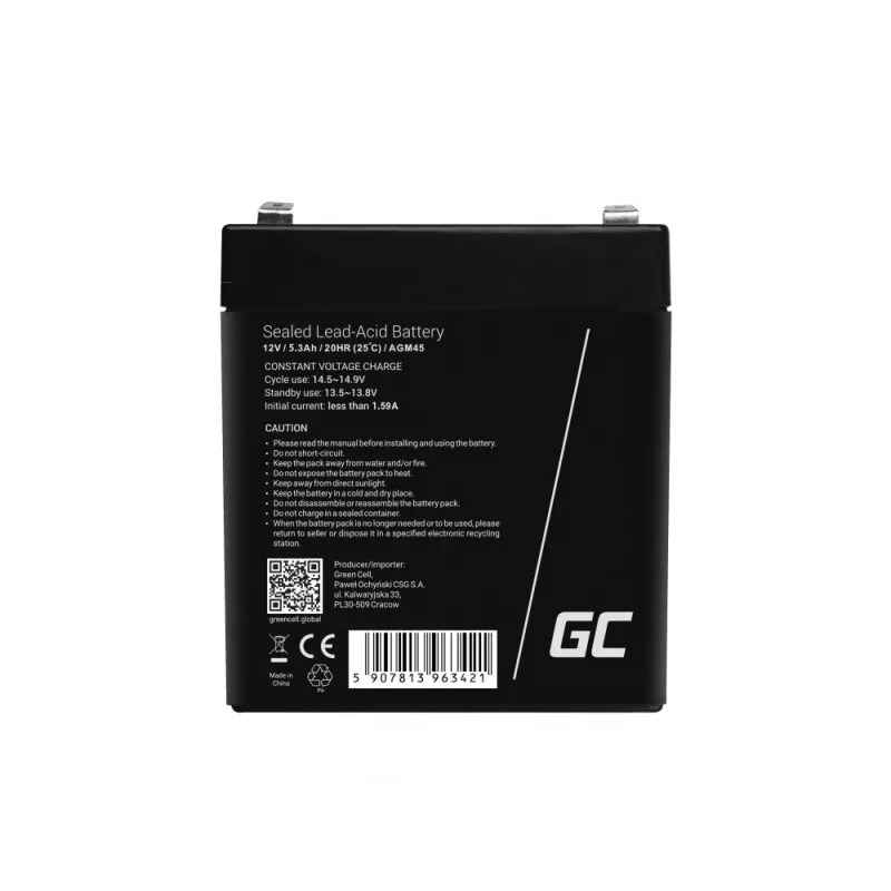 Green Cell AGM45 UPS baterija sandarus švino rūgštinis akumuliatorius (VRLA) 12 V 5,3 Ah