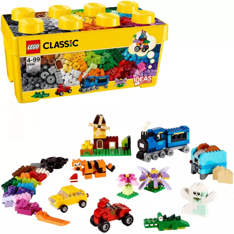 LEGO 10696 Classic Vidutinė kūrybinė plytų dėžė su lengvu laikymu, spalvingos plytos, statybų rinkinys žaislams vaikams, berniukams ir mergaitėms nuo 4 metų