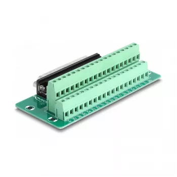 DeLOCK D-Sub 37 kontaktų kištukinis adapteris į gnybtų bloką, tvirtinimui ant DIN bėgelio, 51 mm × 30 mm × 116 mm