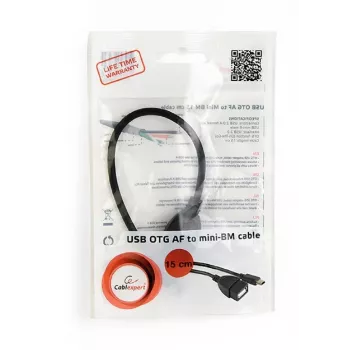 USB OTG adapteris Mini BM → USB AF 15 cm