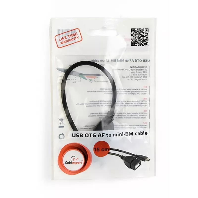 USB OTG adapteris Mini BM → USB AF 15 cm
