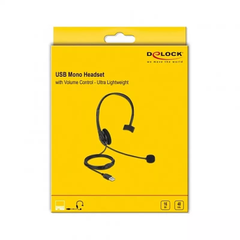 Ausinės DeLOCK USB Mono su garsumo valdymu