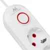 Maitinimo blokas MACLEAN MCE395 W – 5 lizdai, 3× USB A, 110–240 V AC, 2,1 A USB, max 2500 W, baltas, 1,5 m laidas