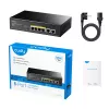 Tinklo jungiklis Cudy FS1006P Fast Ethernet 6 prievadų (4 PoE, 1 PoE+) 10/100 Mbps, 1,2 Gbit/s pralaidumas, metalinis korpusas, montavimas ant stovo/sienos