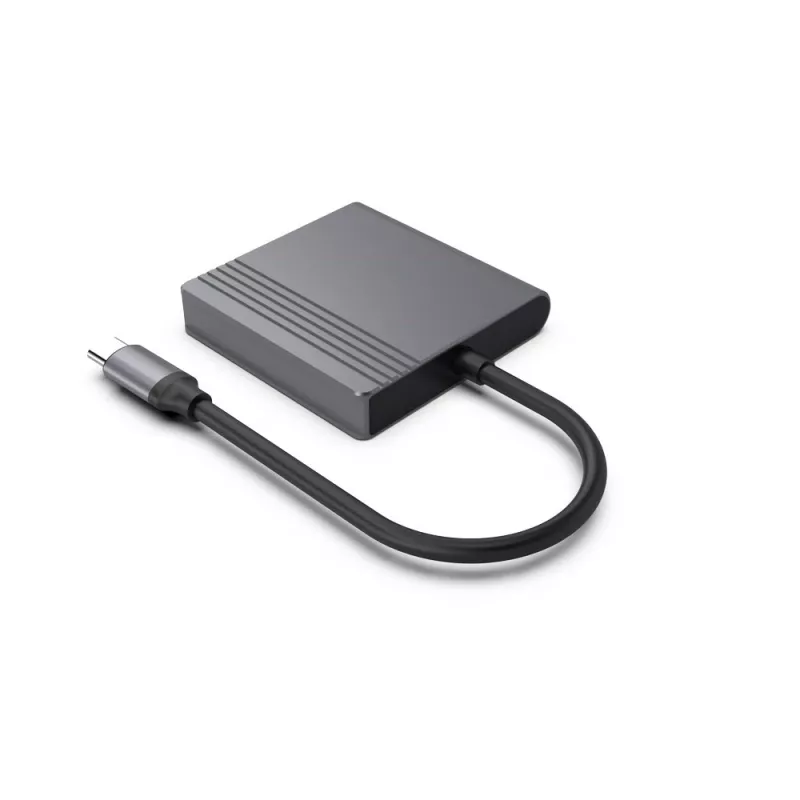 USB-C į HDMI ir DisplayPort adapteris GEMBIRD A-CM-HDMIFDPF-01, 4K 60Hz, juodas