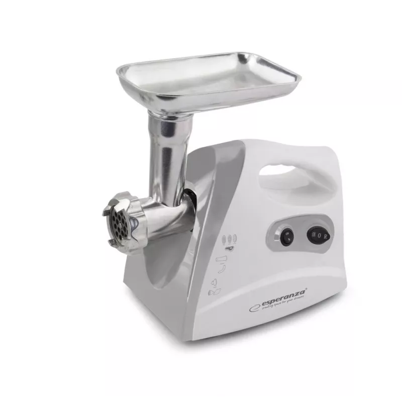 Elektrinė mėsmalė ESPERANZA EKM012E 600 W, Pilka, 2.6 kg, atbulinė eiga, dešrų antgalis, kebabo gaminimo priedas