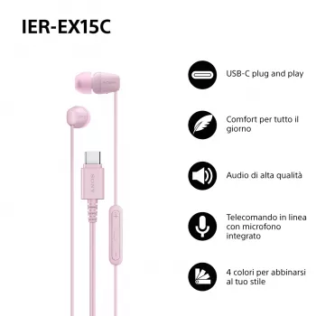 Sony IER-EX15C ausinės laidinės į ausį skambučiams/muzikai USB Type-C rožinės