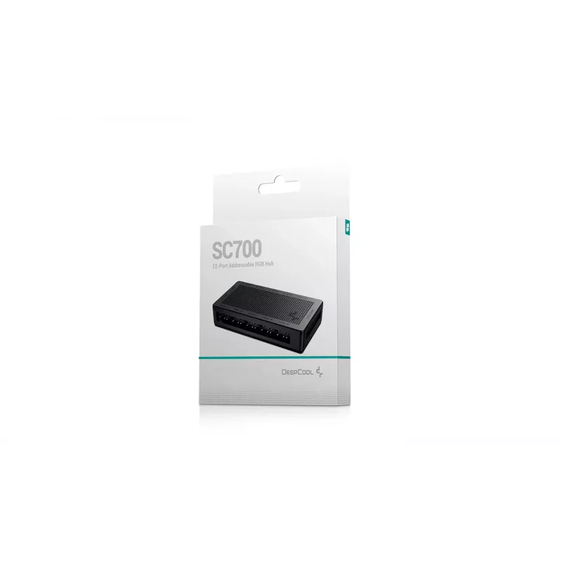DeepCool RGB Hub SC700 12 prievadų adresuojamas RGB centras, 12 ARGB 3 kontaktų prievadai, magnetinis tvirtinimas, juodas, 45×84×15 mm