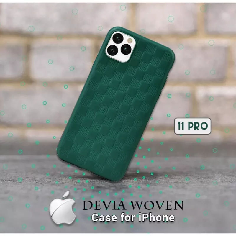 Minkštas apsauginis dėklas Devia Woven2, skirtas iPhone 11 Pro Max, žalias
