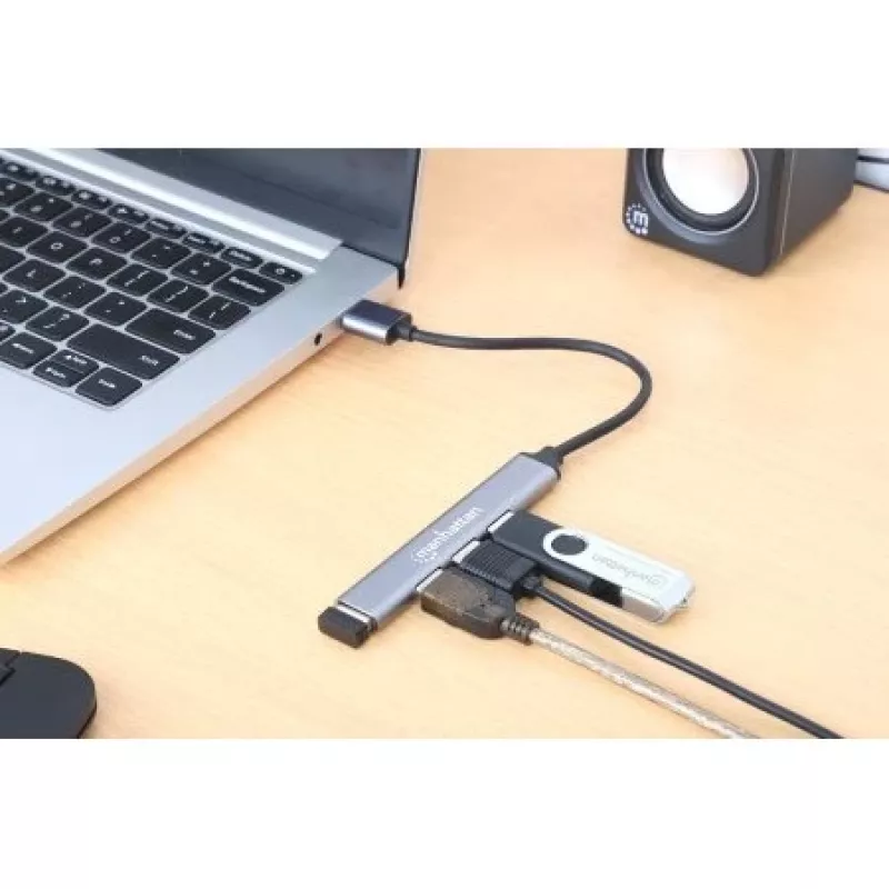 Manhattan USB-A 4 prievadų šakotuvas, 1x USB 3.2 Gen1, 3x USB 2.0, aliuminis