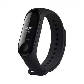 Silicinė juostelė FIXED, skirta Xiaomi Mi Band 3/4 — juoda, pakeičiama lanksti patvari silikoninė