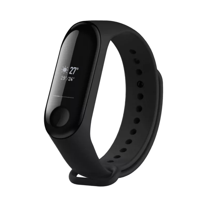 Silicinė juostelė FIXED, skirta Xiaomi Mi Band 3/4 — juoda, pakeičiama lanksti patvari silikoninė