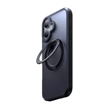 Apsauginis dėklas McDodo PC-4930 MagSafe, skirtas iPhone 16, su integruotu stoveliu, juodas