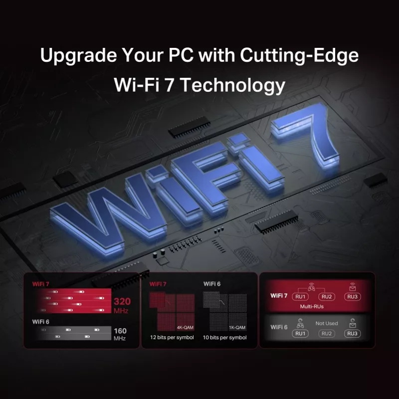 PCIe triju juostų WiFi 7 adapteris MERCUSYS MA47BE