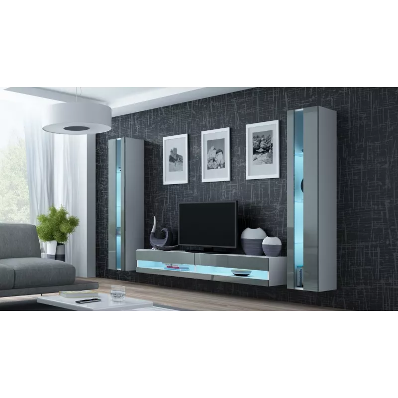 Cama TV stovas VIGO nauja 30/180/40 baltas/pilkas blizgus