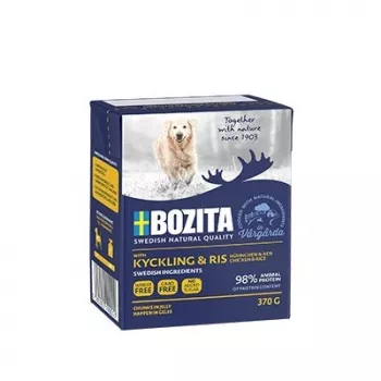 Šlapias šunų ėdalas BOZITA Moist Food Chicken Adult 370 g – be grūdų, 84 % drėgmės, 7 % baltymų