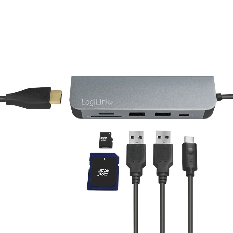 LogiLink UA0343 USB-C kelių prievadų jungtis aliuminis USB 3.2 2nd Gen