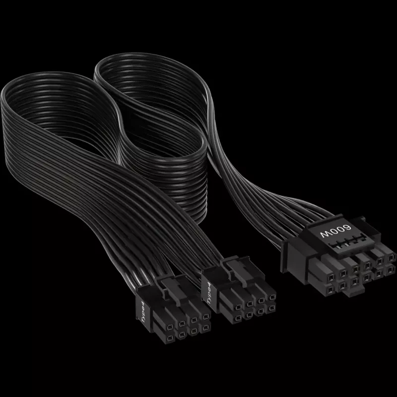 CORSAIR CP-8920284 - Vidinės maitinimo laidas 12VHPWR (M) į 8 kontaktų PCIe (M) - plokščias, iki 600 W TDP