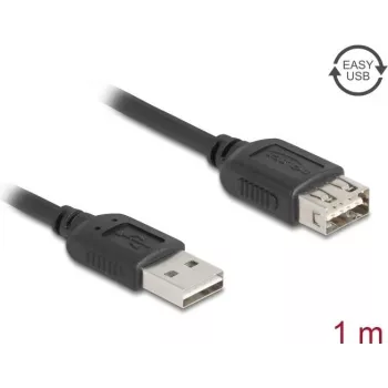 USB A į USB A laidas DELOCK 81512 — USB 2.0, 1 m, juodas, auksuoti kontaktai
