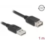 Delock 81512 EASY USB 2.0 prailginimo kabelis su A tipo kištuku ir A tipo lizdu, 1 m, juodos spalvos