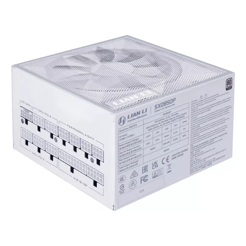 Maitinimo blokas Lian Li SX Series 850W 80 PLUS Platinum PCIe 5.1 ATX 3.1 pilnai modulinis
