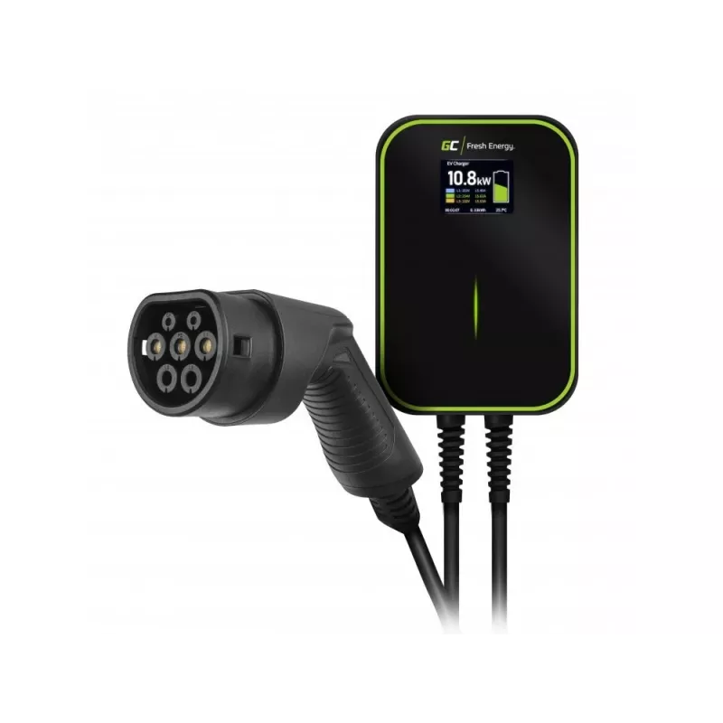 Elektrinė automobilio įkrovimo stotelė Green Cell EV14 22 kW Juodas aliuminis Sieninė