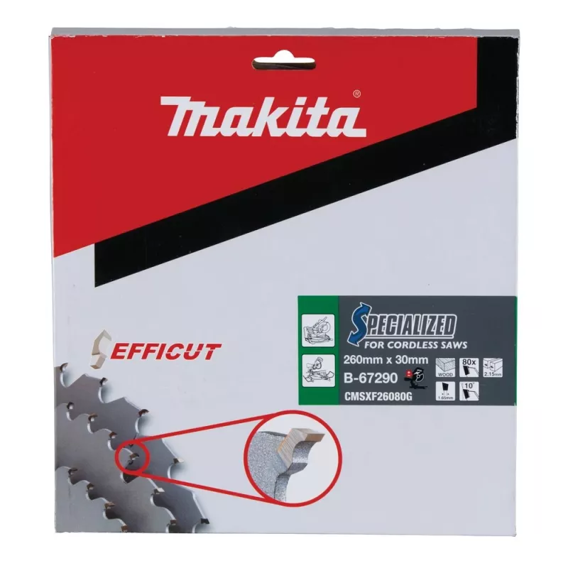 T.C.T. pjūklo diskas 260x2,15x30mm 10° T80 EFFICUT