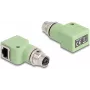 Delock 60684 M12 X-coded 8-pin female to RJ45 female adapter, Cat.5e, 90° kampu, žalias