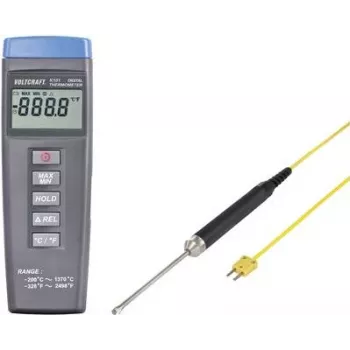 VOLTCRAFT K101 + TP 207 temperatūros matavimo prietaisas nuo -200 iki +1370 °C, K tipo zondas