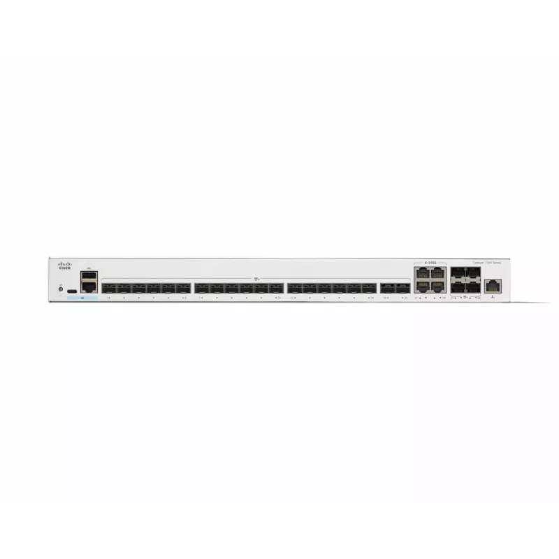 Valdomas tinklo jungiklis Cisco Catalyst C1300-24XS L2/L3, 480 Gbit/s, RJ-45/USB-C konsolė, 16 000 MAC, pilkas, 4,15 kg