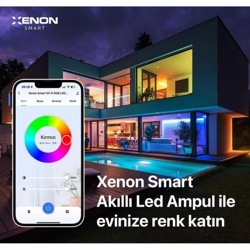 XENON Smart X7021 protinga LED RGB lemputė, 9 W, Wi-Fi, Bluetooth, balta