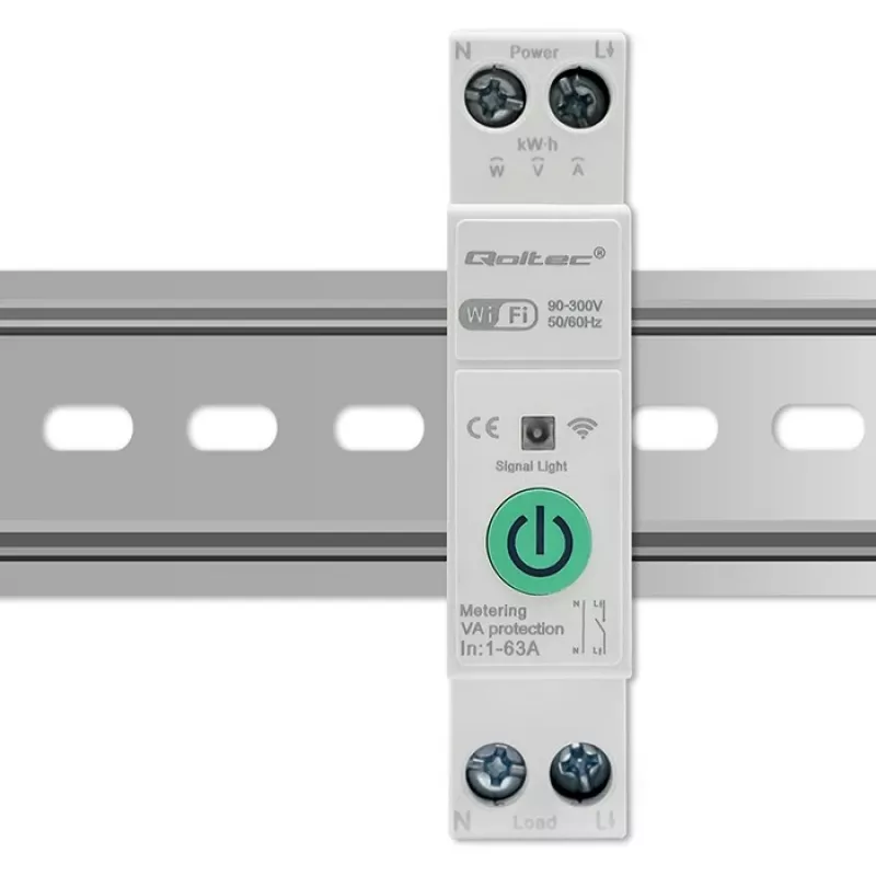 DIN-bėgio WiFi relė QOLTEC 50881 – 63A pagrindinė perjungimo relė elektros instaliacijai