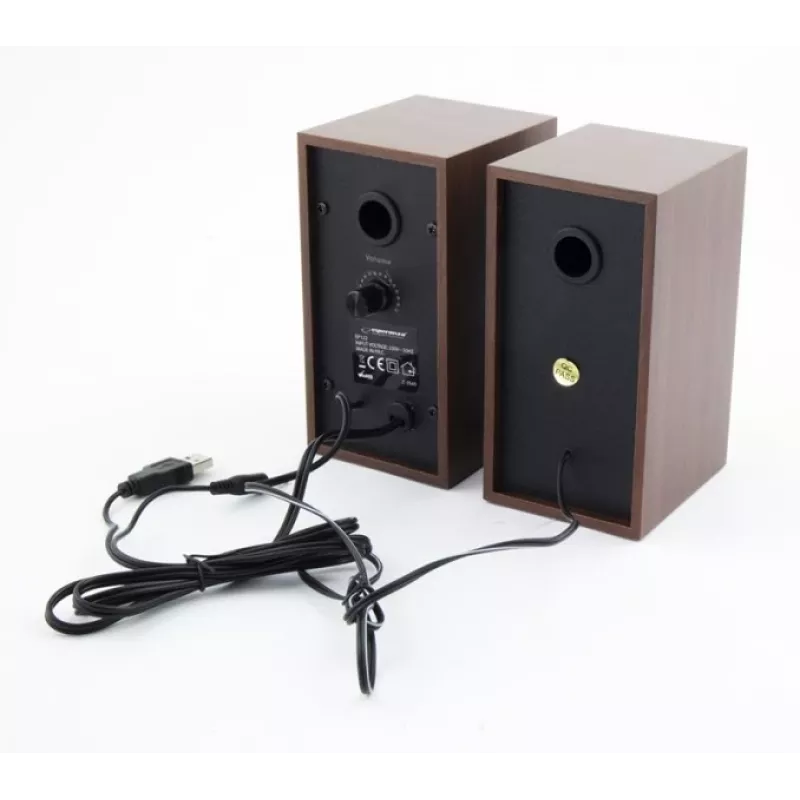 Garsiakalbiai ESPERANZA EP122 2.0 laidiniai staliniai, 2×6W RMS, medinis korpusas, sukamasis garsumo reguliatorius, 60–20000 Hz