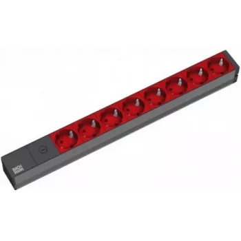 Bachmann 19 colių 2m 8x Schuko H05VV-F 3G 1.00mm² maitinimo ilgintuvas 8 AC lizdai Juoda, Raudona