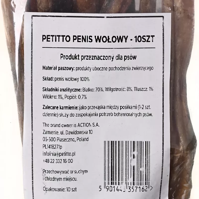 PETITTO Jaučio penio kramtukai šunims, pakuotė 10 vnt. – mėsos kramtukai dantų priežiūrai