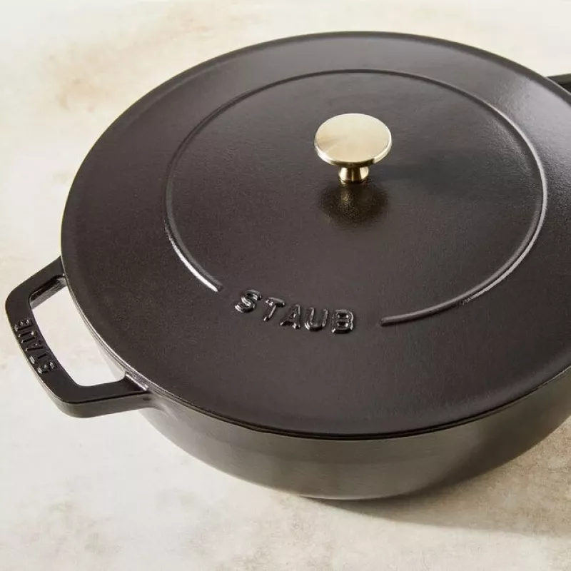 Sauté keptuvė ZWILLING STAUB BRAISERS apvali 28 cm, juoda, dugno skersmuo 22,2 cm