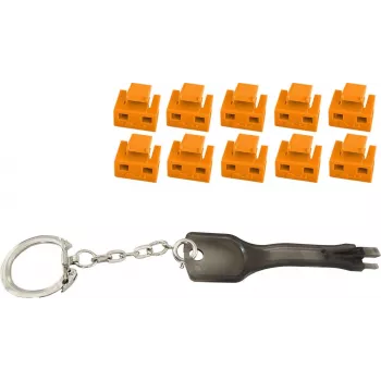 RJ45 prievado užraktas ShiverPeaks BS08-01035 — 1 raktas, 10 oranžinių spynelių