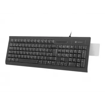 NATEC Moray ES laidinė pilno dydžio klaviatūra su USB, ispanišku QWERTY išdėstymu, 105 klavišais, ID kortelių skaitytuvu, 1,5 m laidu, juoda
