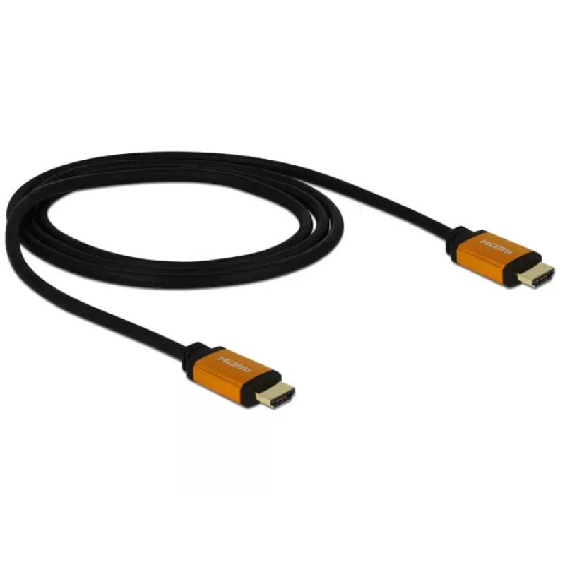 HDMI kabelis DeLOCK 85727 1 m, A tipo vyras–vyras, juodas su auksu