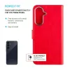 Fiksuotas odinis knyginis dėklas Samsung Galaxy A36 5G — raudonas, priekinė ir galinė apsauga, tikslūs išpjovimai