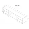 TV spintelė cama meble POLO 180x33x39 cm su elektriniu židiniu 1400–1600 W, laminuota, balta/juoda