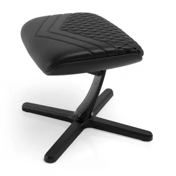 Pėdų atrama noblechairs NBL-FR-RL-BLK – juoda, natūrali oda, aliuminio rėmas, 490×400×450 mm, polinkis 0–45°